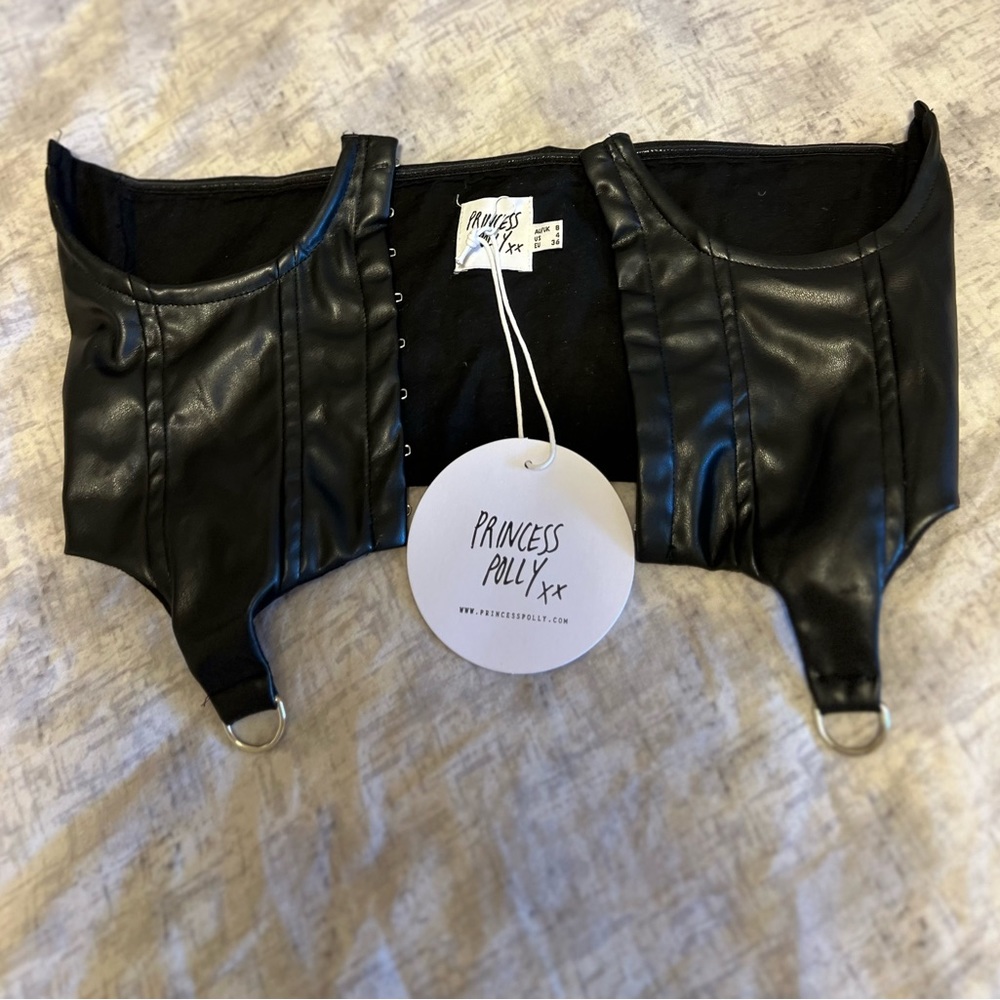 BRAND NEW WITH TAGS Princess Polly black faux leather corset!